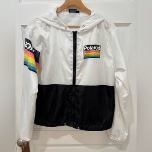 Polaroid Black and White Jacket with Rainbow Accents